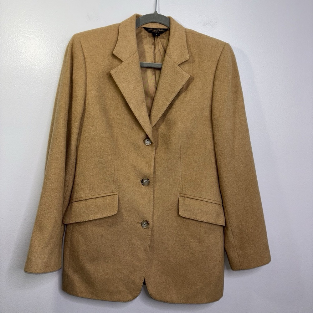 Brooks Brothers 100% Camel Hair Camel Blazer Women's Size 4 Mid-Length